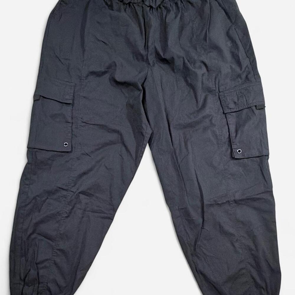 Champion Womens L Black Woven Cargo Jogger Pants Paperbag Waist Snap Pockets - Picture 1 of 8